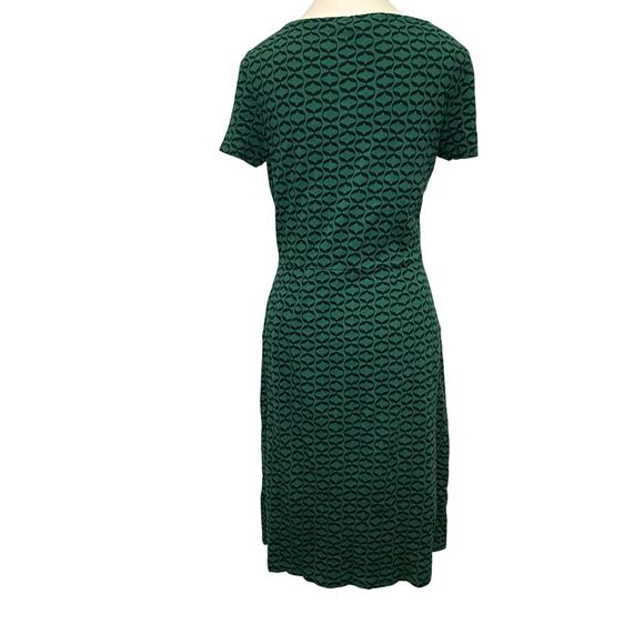 Boden Green Navy Print Short Sleeve Cotton Dress Size 4R - Picture 3 of 11